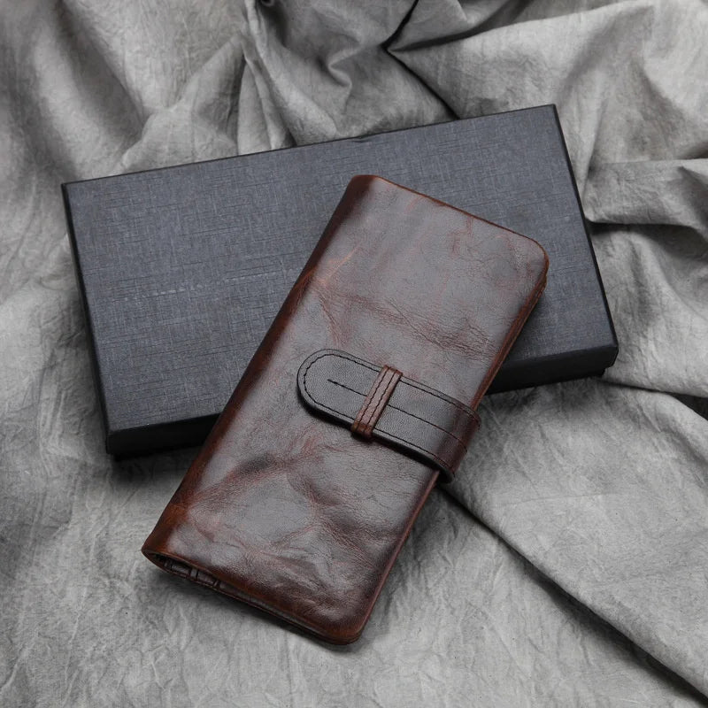 Men's Retro Classic Cowhide Leisure Wallets-Wallets & Money Clips-Retro Coffee-Free Shipping Leatheretro