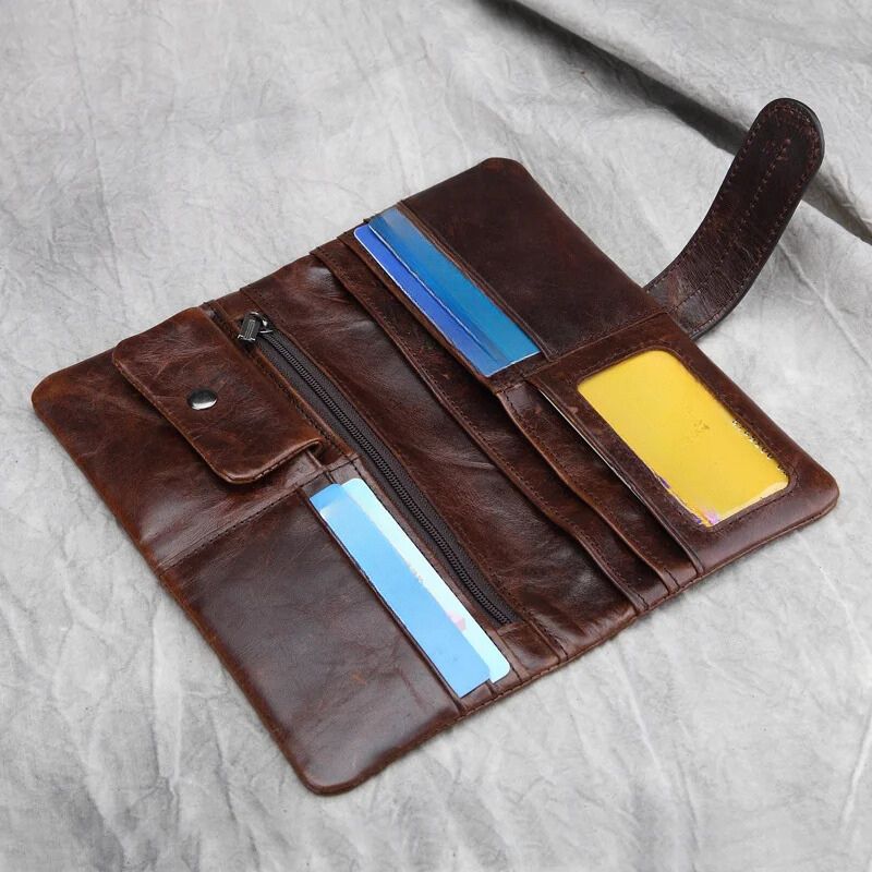 Men's Retro Classic Cowhide Leisure Wallets-Wallets & Money Clips-Retro Coffee-Free Shipping Leatheretro