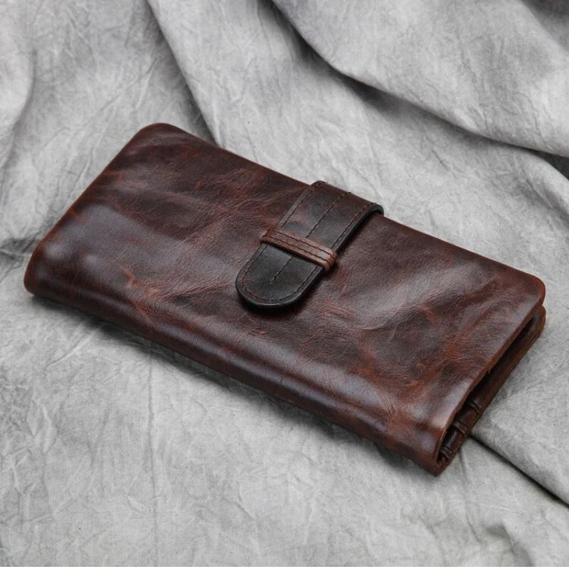 Men's Retro Classic Cowhide Leisure Wallets-Wallets & Money Clips-Retro Coffee-Free Shipping Leatheretro