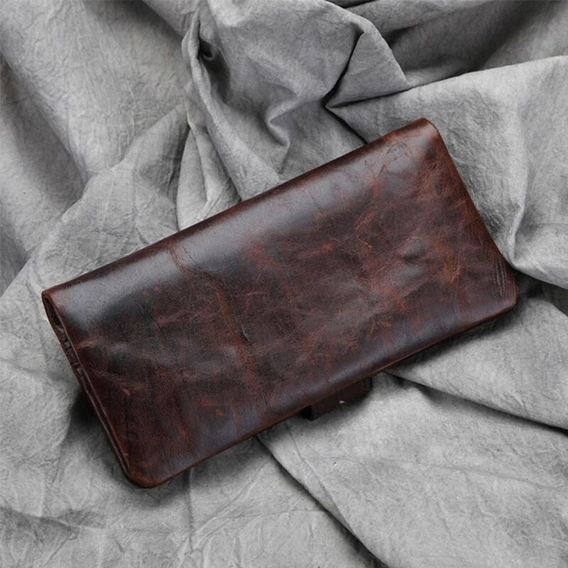 Men's Retro Classic Cowhide Leisure Wallets-Wallets & Money Clips-Retro Coffee-Free Shipping Leatheretro