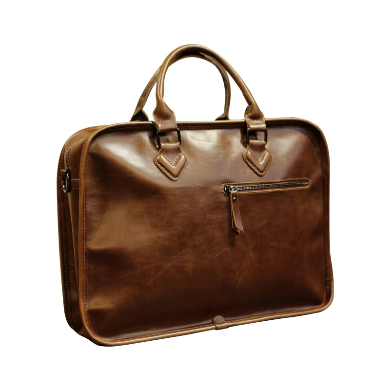 Men's Vintage Leather Briefcase Shoulder Bag-Briefcase-Brown-Free Shipping Leatheretro
