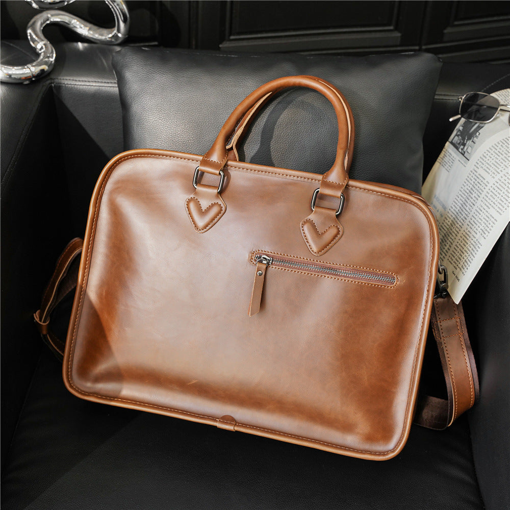 Men's Vintage Leather Briefcase Shoulder Bag-Briefcase-Brown-Free Shipping Leatheretro
