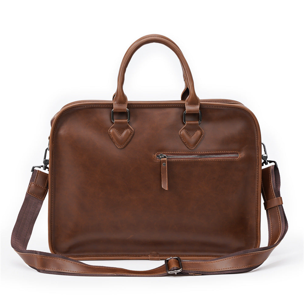 Men's Vintage Leather Briefcase Shoulder Bag-Briefcase-Brown-Free Shipping Leatheretro