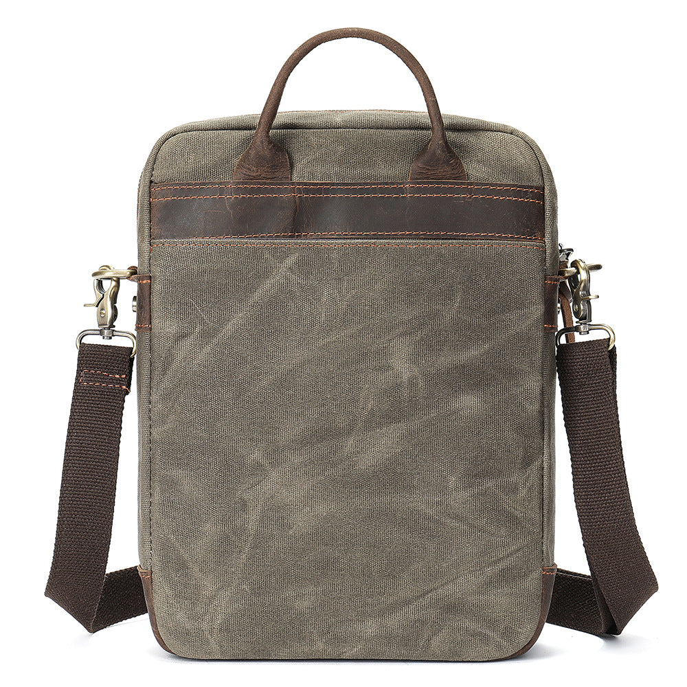 Men's Washed Canvas Crossbody Bag-Messenger Bag-Army Green-Free Shipping Leatheretro