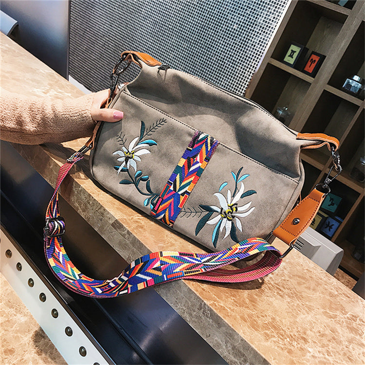Multifunction Shoulder Embroidery Handbag-Handbags-Black-Free Shipping Leatheretro