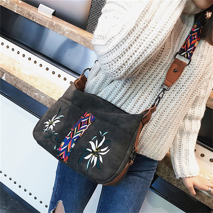 Multifunction Shoulder Embroidery Handbag-Handbags-Black-Free Shipping Leatheretro