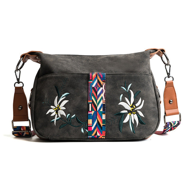 Multifunction Shoulder Embroidery Handbag-Handbags-Black-Free Shipping Leatheretro