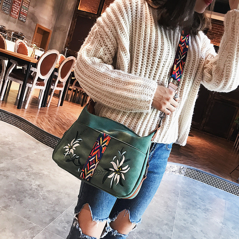 Multifunction Shoulder Embroidery Handbag-Handbags-Black-Free Shipping Leatheretro