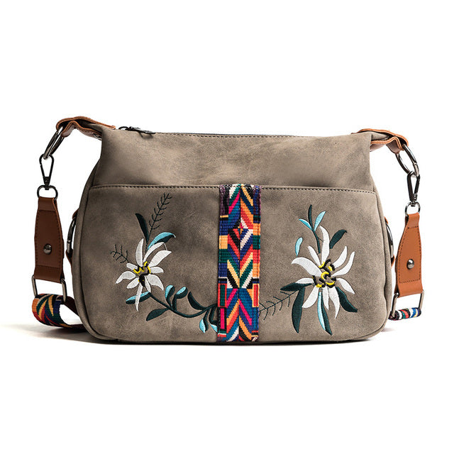 Multifunction Shoulder Embroidery Handbag-Handbags-Gray-Free Shipping Leatheretro