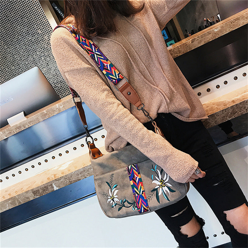 Multifunction Shoulder Embroidery Handbag-Handbags-Black-Free Shipping Leatheretro