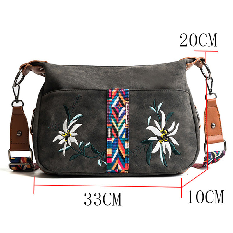 Multifunction Shoulder Embroidery Handbag-Handbags-Black-Free Shipping Leatheretro