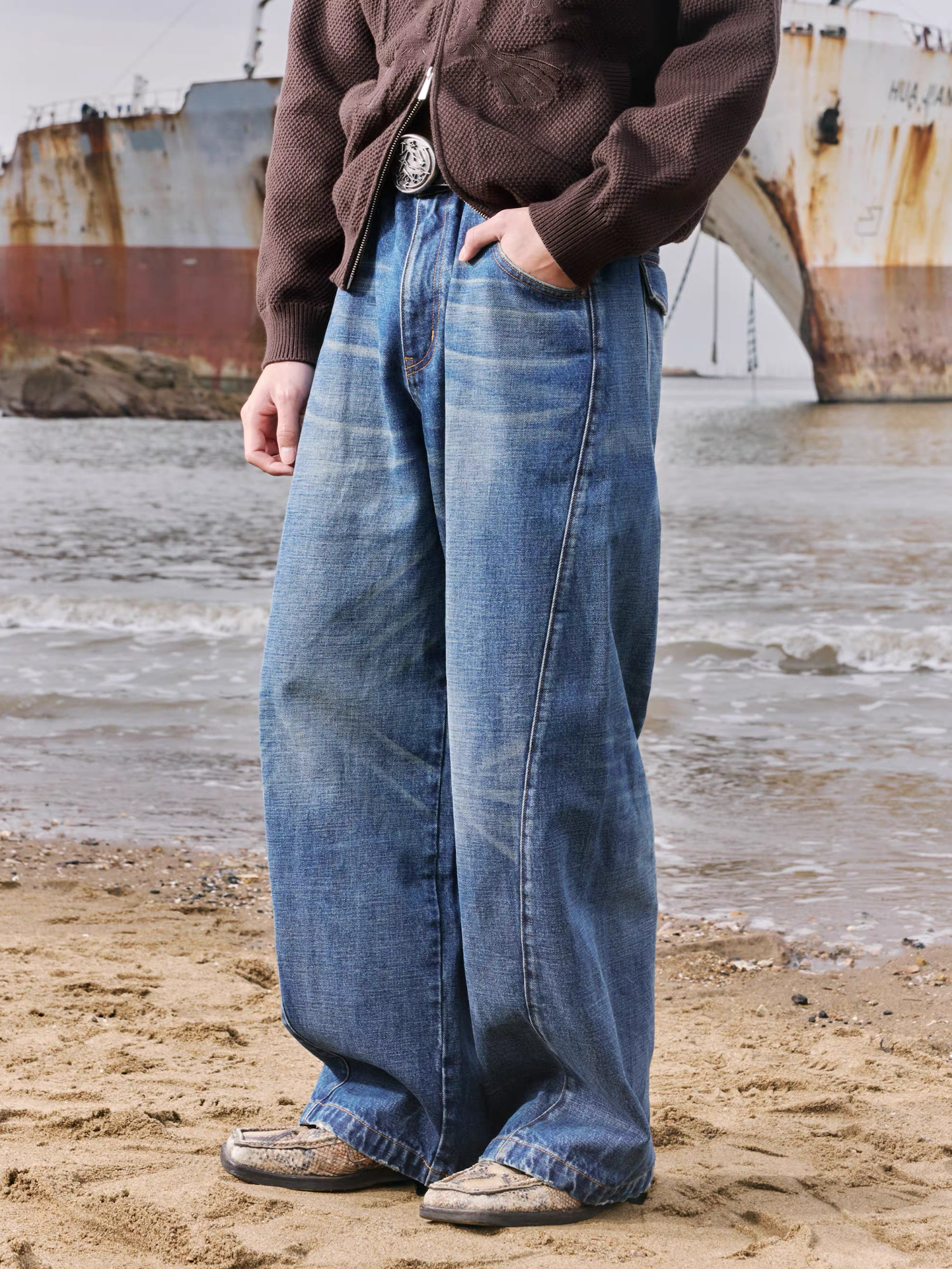 IN EXISTENCE Washed Relaxed Straight Jeans-Jeans-XS (0)-Free Shipping Leatheretro