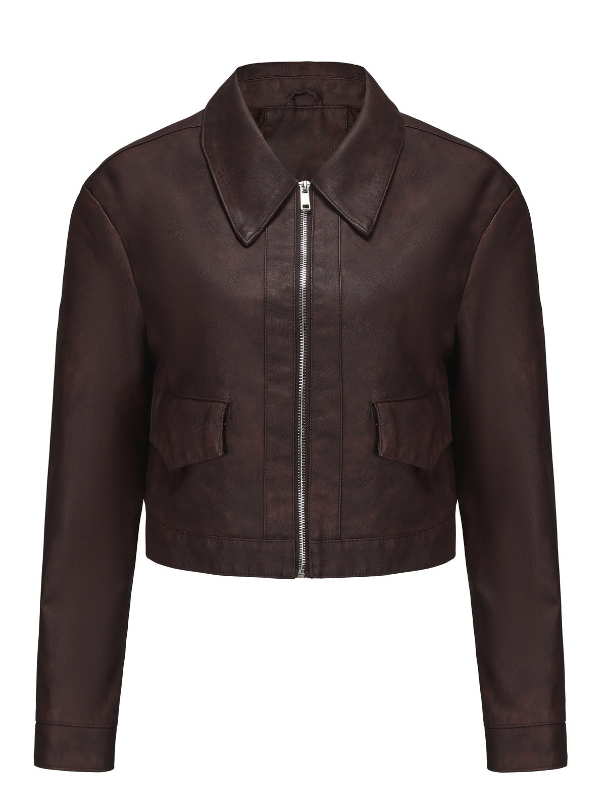 Women's Faux Leather Jacket-Lotus root pink #7-S-Free Shipping Leatheretro