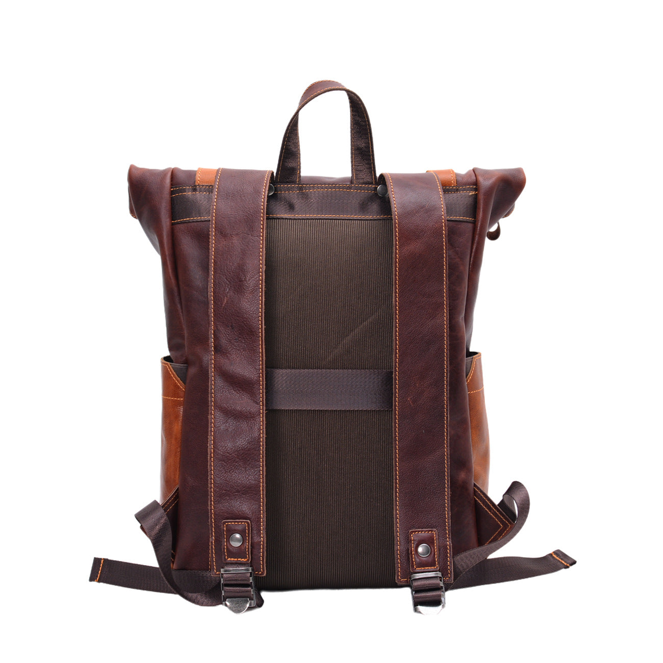Vintage Men's Backpack – Full-Grain Vegetable-Tanned Leather Rucksack-Backpack-Coffee-Free Shipping Leatheretro