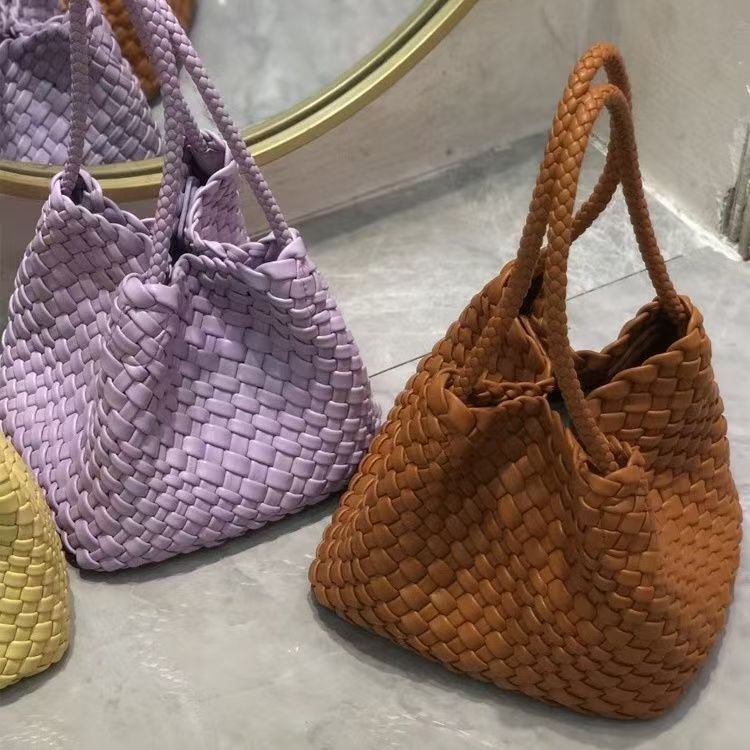 Handwoven Bag – Luxury Boho Woven Tote-Silver-Free Shipping Leatheretro