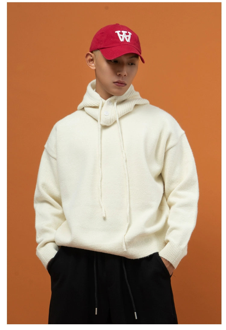 CLP Unisex Split Hoodie Snood Knit Sweater-Gray-S-Free Shipping Leatheretro