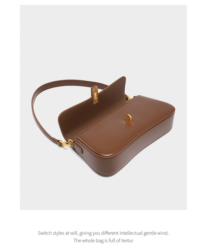 Designer Leather Baguette Bag-Handbags-Black-Free Shipping Leatheretro