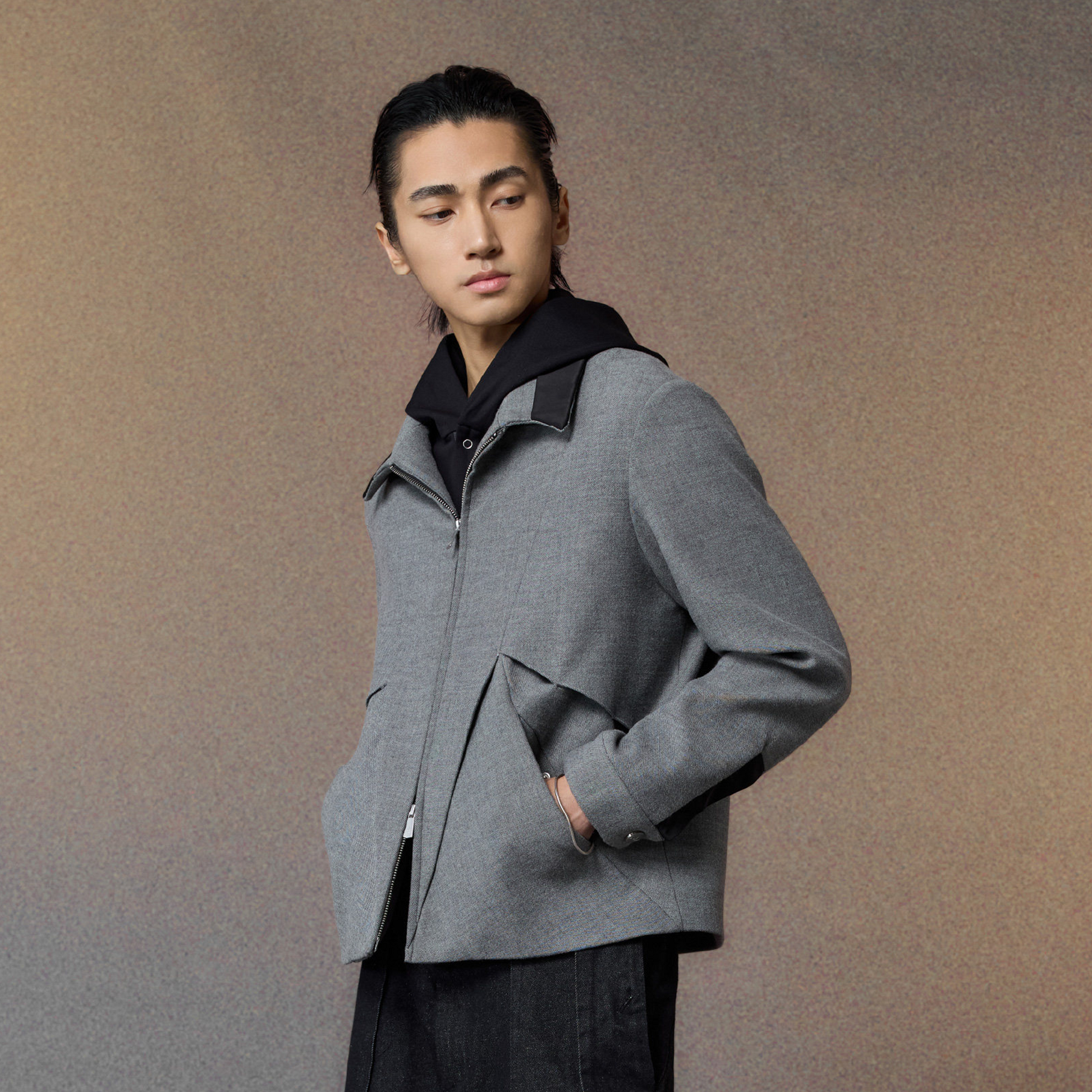 ALVNG AR ANTS Essential Contrast Collar Wool-Blend Jacket-Jacket-S-Free Shipping Leatheretro