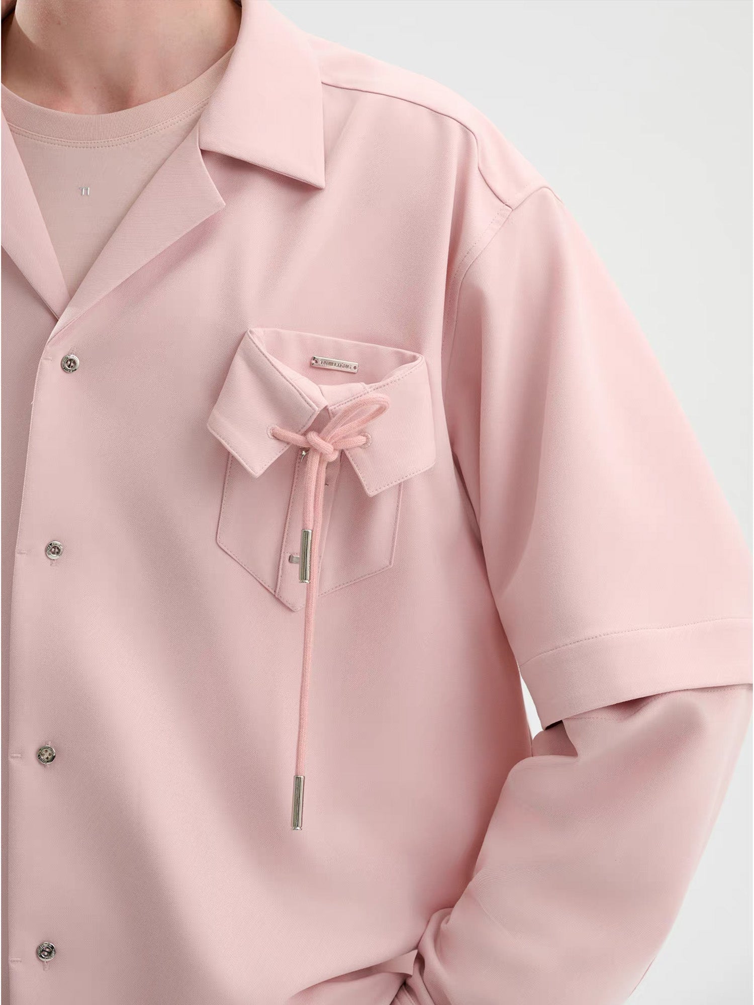 TIWILLTANG Detachable-Sleeve Tie-Pocket Shirt-Jacket-S-Blue-Free Shipping Leatheretro