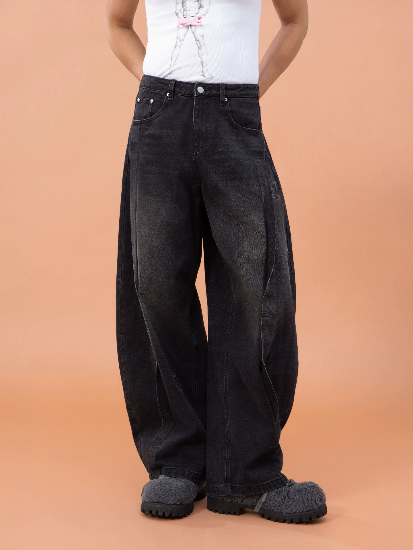 CLP Men's Distressed Cargo Jeans-Blue-M-Free Shipping Leatheretro