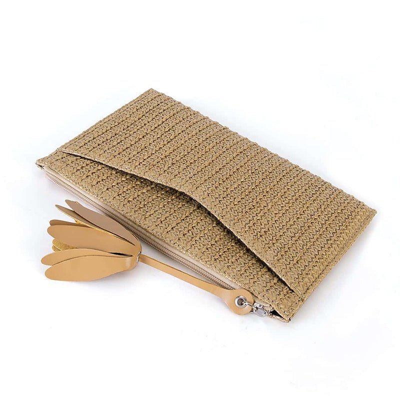 Vacation Style Straw Woven Handbag – Boho Chic Small Clutch-Apricot-25x15x0.5CM-Free Shipping Leatheretro