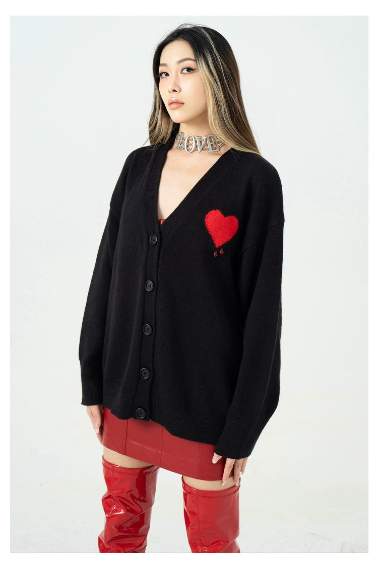 CLP Butterfly Love Beaded Cardigan - Oversized Knit Sweater-Black-Short- Three Buttons-Free Shipping Leatheretro