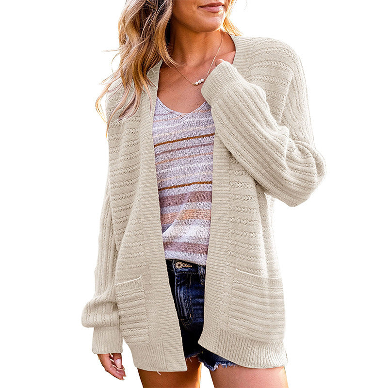 Casual Fall Knitted Cardigans-Sweater&Hoodies-White-S-Free Shipping Leatheretro