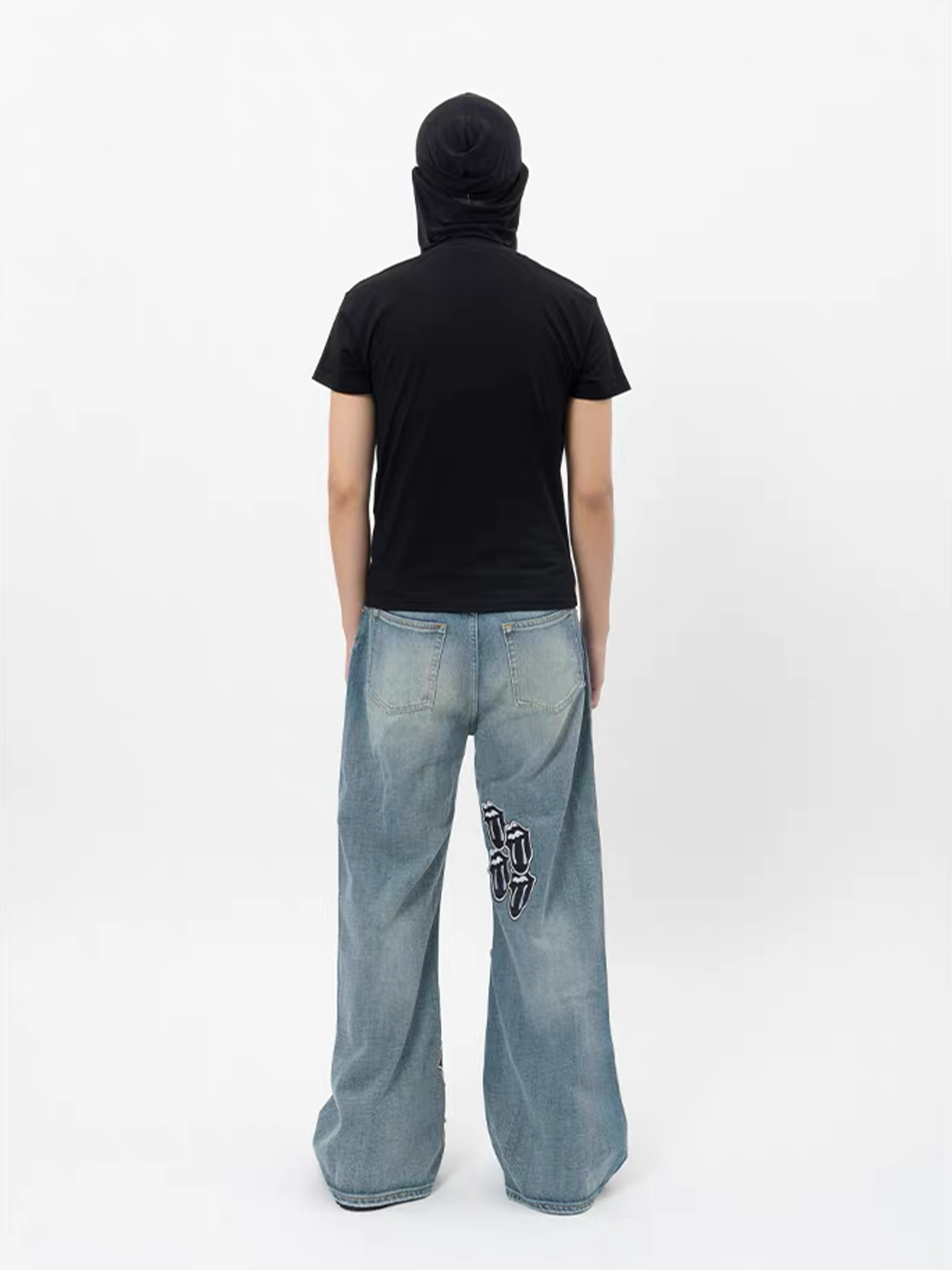 NOTHINGNESS WORLD Washed Tongue Embroidered Denim Pants-Jeans-M (Preorder)-Free Shipping Leatheretro