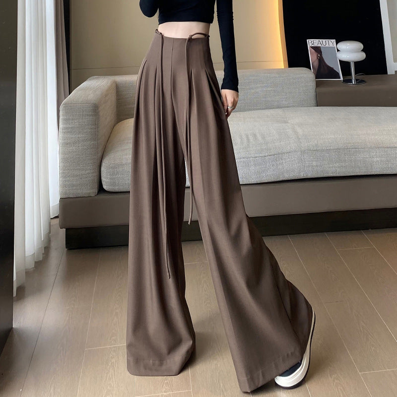 Designed High Waist Wide Legs Straight Pants-Pants-Black-S-Free Shipping Leatheretro