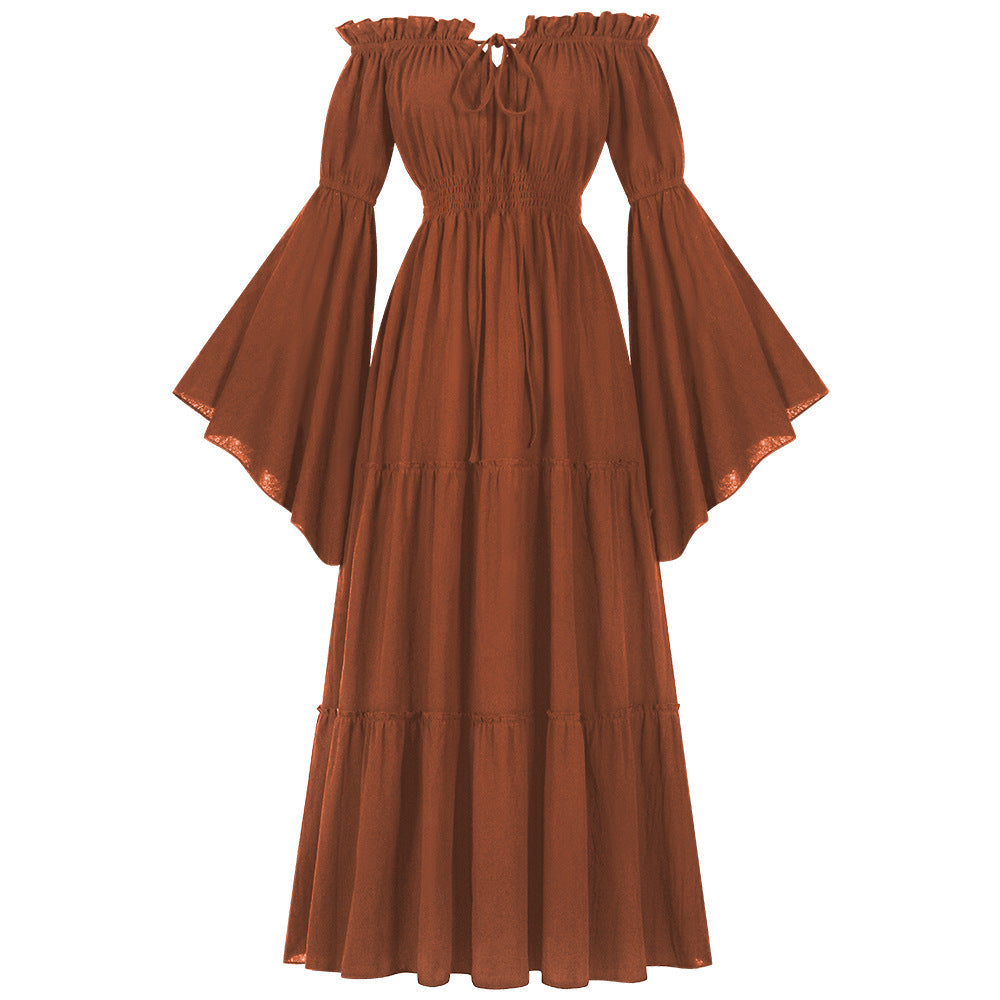Medieval Vintage Royal Court Dress-Brown-S-Free Shipping Leatheretro