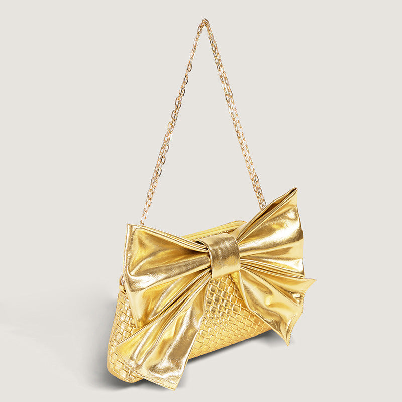 Stylish PU Leather Handwoven Shoulder Bag for Women-gold-26x15x5CM-Free Shipping Leatheretro