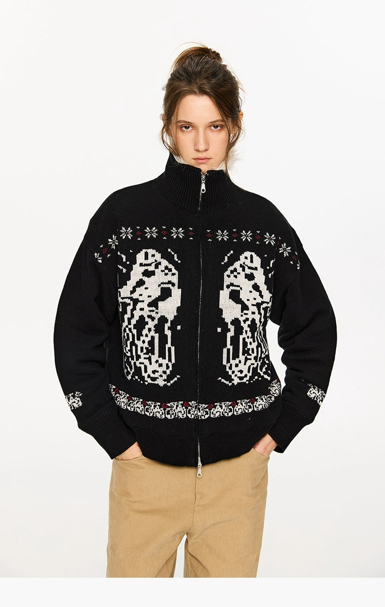 KREATE Women's Plush Knit Jacket with Dyed Tip Fur-Black-S-Free Shipping Leatheretro