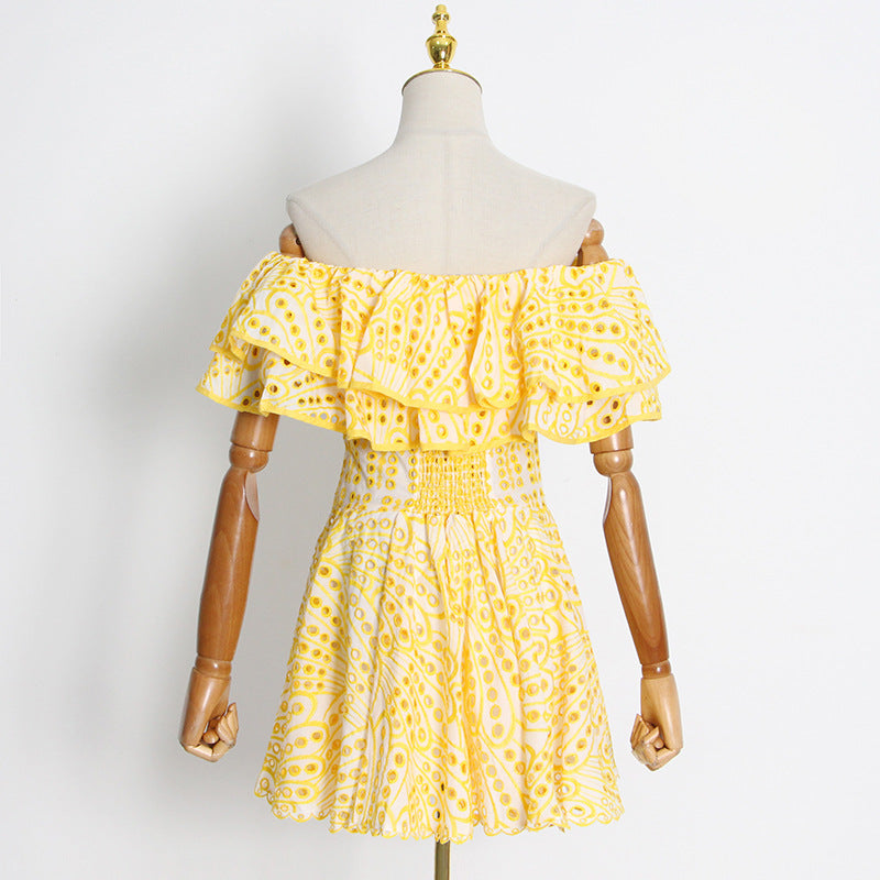 Elegant Midriff Baring Embroidery Mini Dresses-Dresses-White-S-Free Shipping Leatheretro