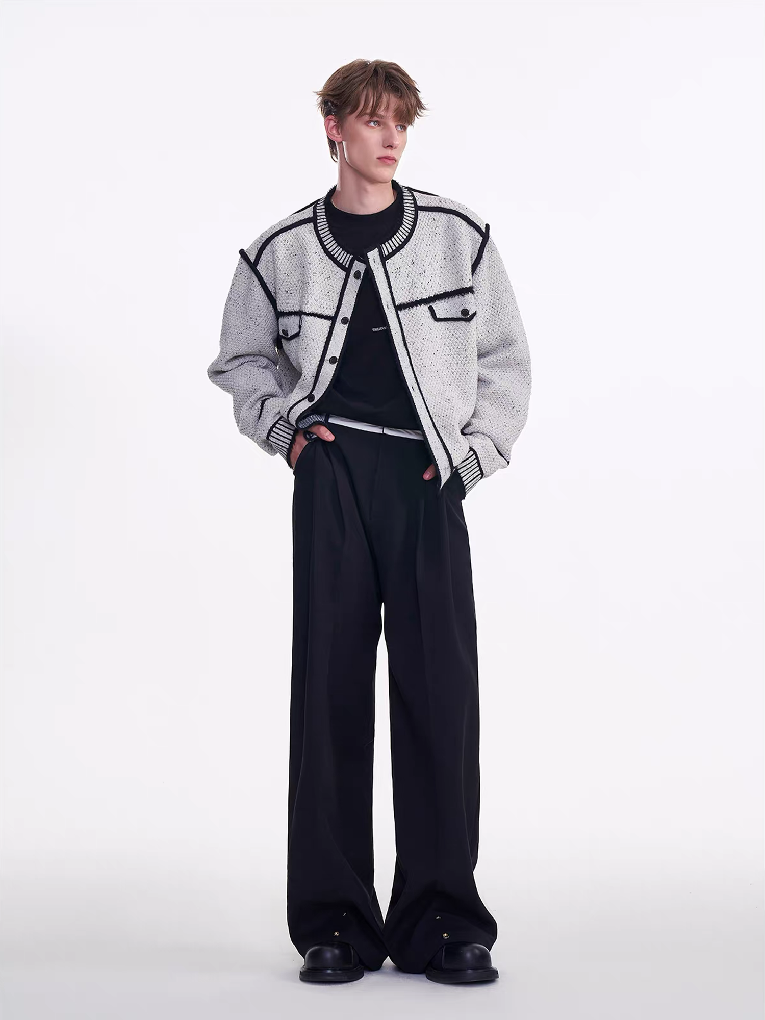 TIWILLTANG Contrast Stitch Knit Jacket