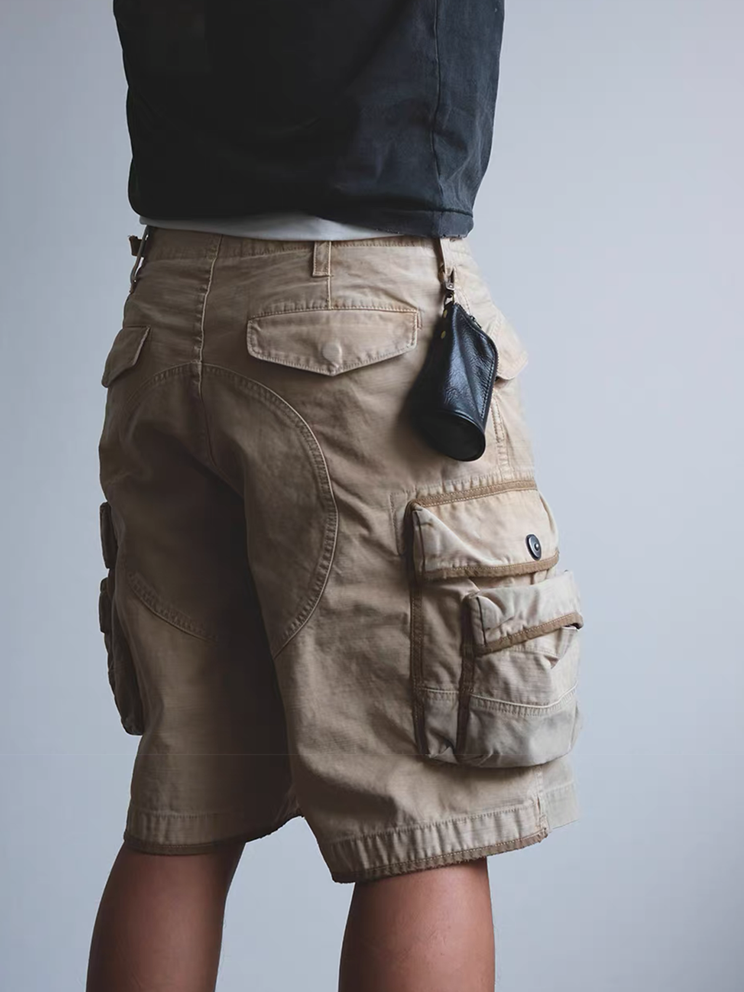 NEIGBORL Washed Multi-Pocket Cargo Shorts-Shorts-S-Khaki-Free Shipping Leatheretro
