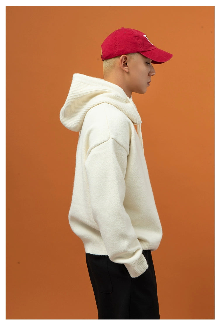 CLP Unisex Split Hoodie Snood Knit Sweater-Gray-S-Free Shipping Leatheretro