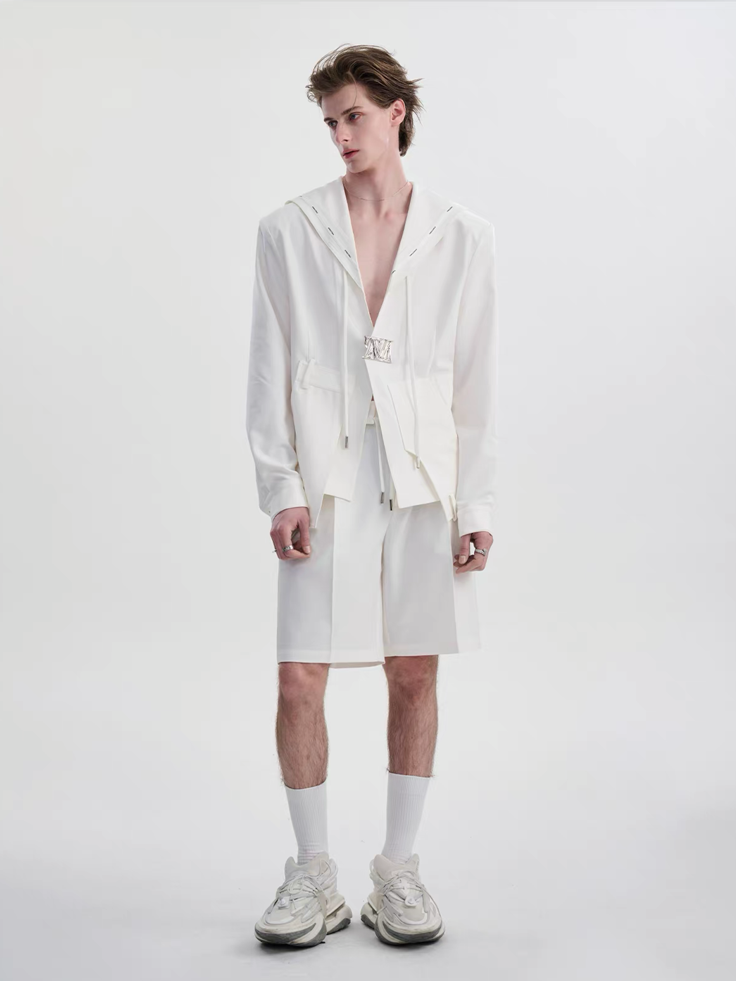 TIWILLTANG Minimal Sailor Collar Shirt-Shirt-S-White-Long-Free Shipping Leatheretro