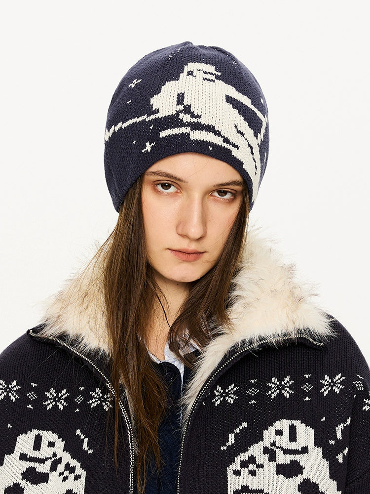 KREATE Fair Isle Ski Portrait Beanie-Black-F-Free Shipping Leatheretro