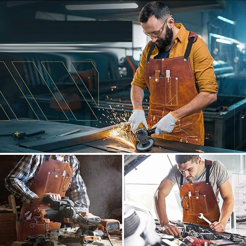 Flame-Resistant & Waterproof Work Apron-Apron-Brown-Free Shipping Leatheretro
