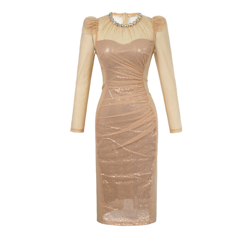 Sexy Gold Sequin Party Dresses-Dresses-Gold-S-Free Shipping Leatheretro