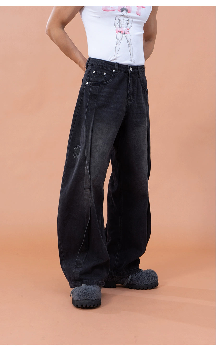 CLP Men's Distressed Cargo Jeans-Blue-M-Free Shipping Leatheretro