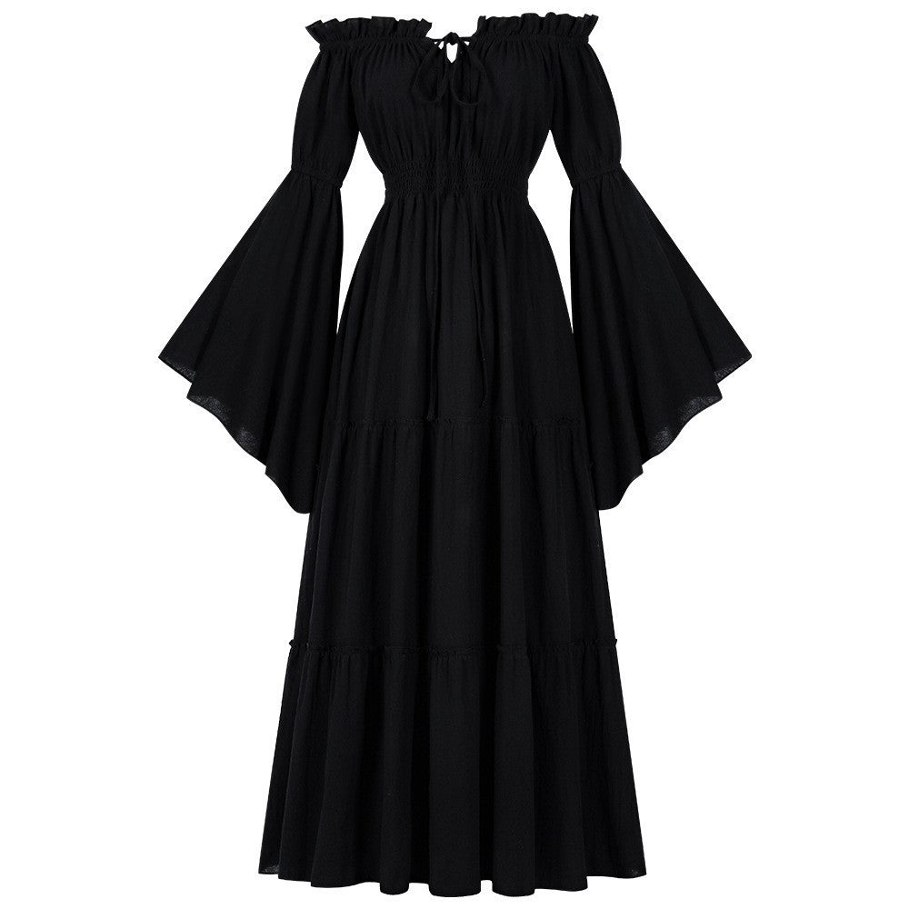 Medieval Vintage Royal Court Dress-Black-S-Free Shipping Leatheretro