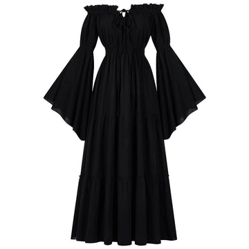 Medieval Vintage Royal Court Dress-Black-S-Free Shipping Leatheretro