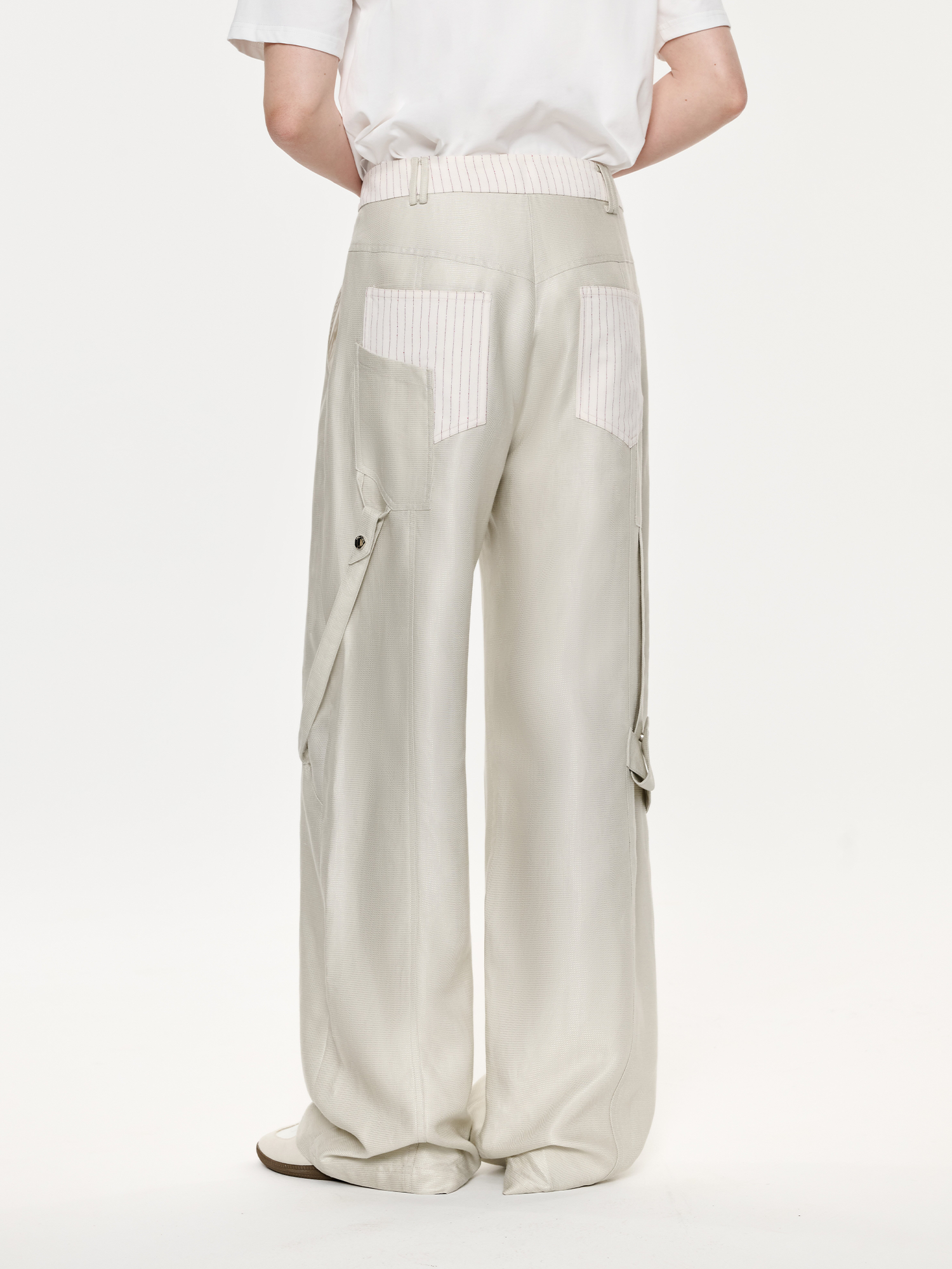 TIWILLTANG Contrast Panel Straight-Leg Pants-Pants-S / 28-31“-Free Shipping Leatheretro