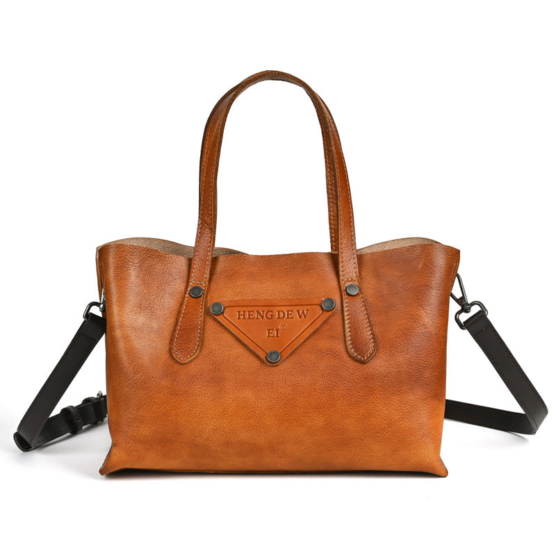 Vintage Genuine Leather Crossbody Bag Tote Bags-Brown-Free Shipping Leatheretro