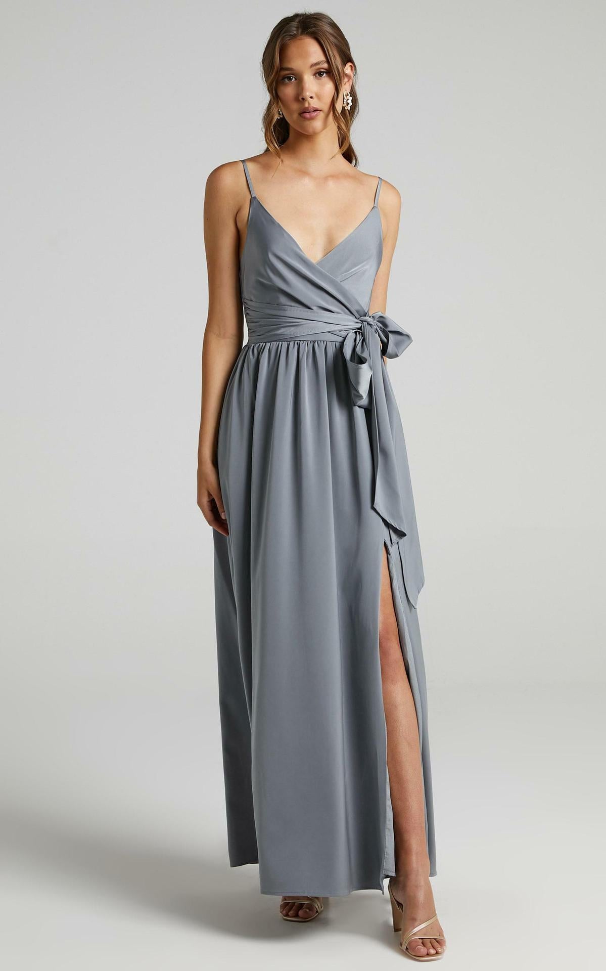 Sexy Satin Sleeveless Party Dresses-Dresses-Gray-S-Free Shipping Leatheretro