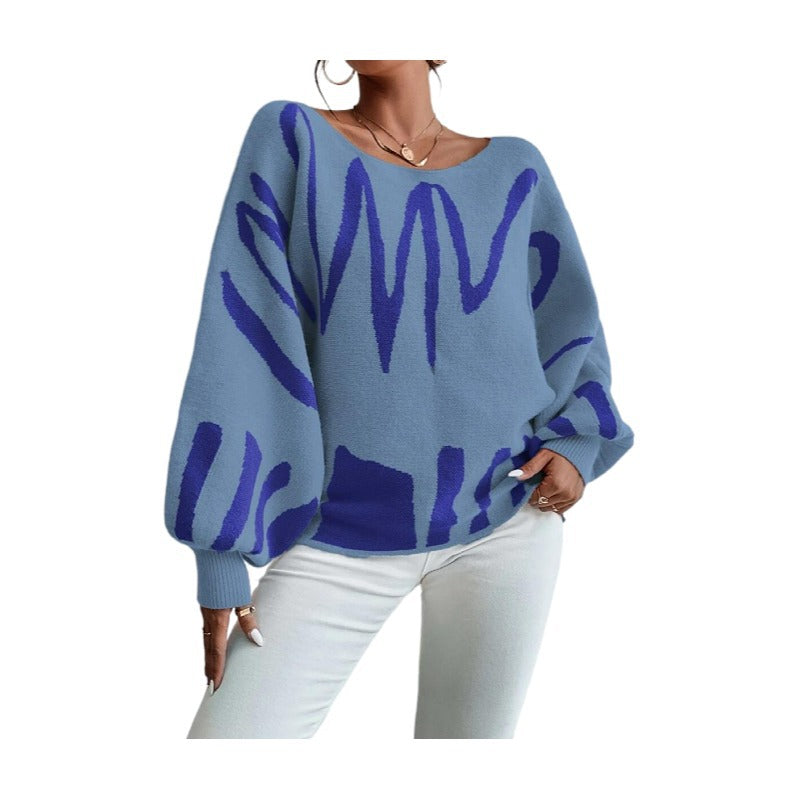 Designed Casual Knitted Pullover Sweaters-Sweater&Hoodies-Blue-S-Free Shipping Leatheretro