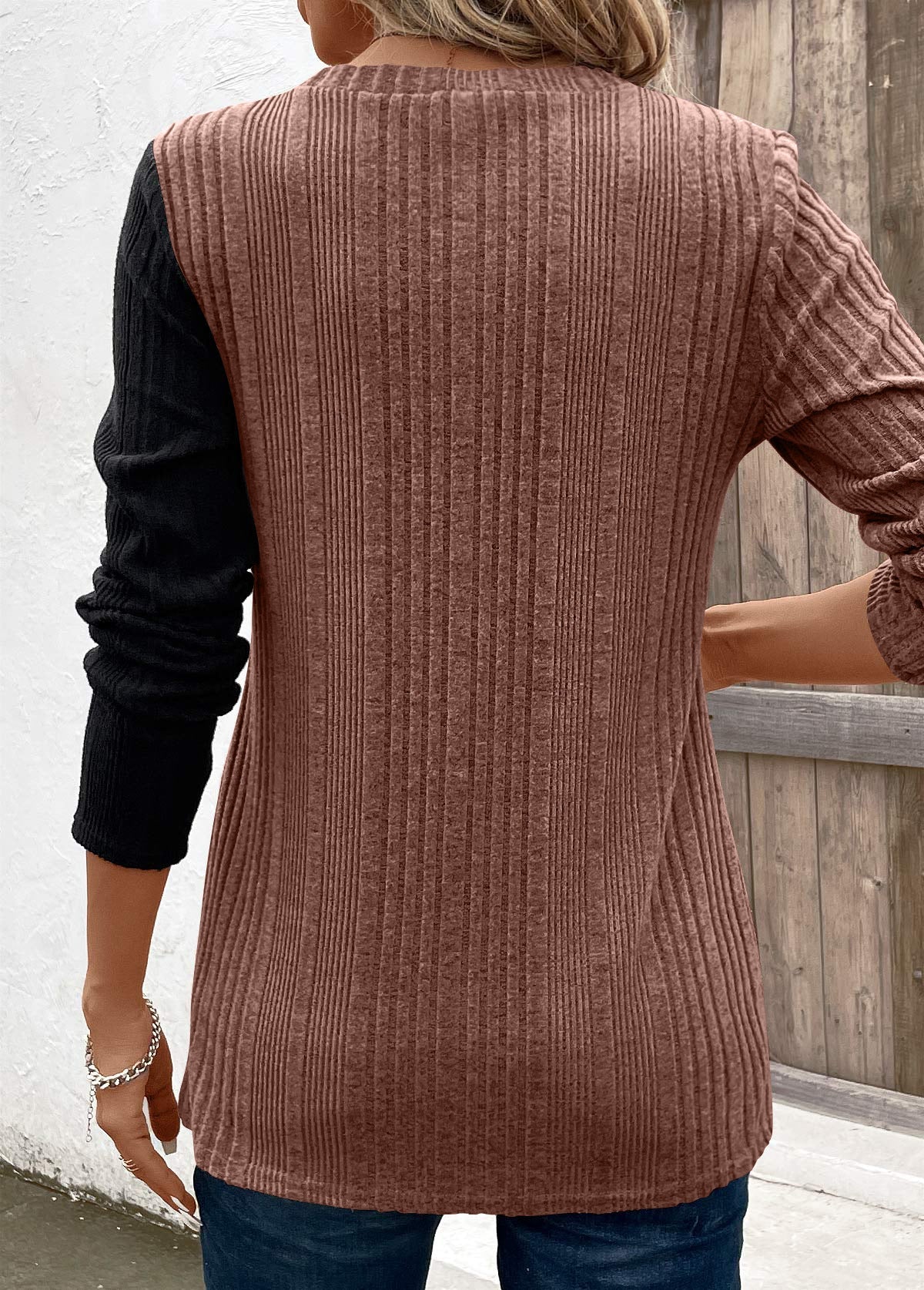 Casual Women Long Sleeves Knitted Tops-Shirts & Tops-Dark Brown-S-Free Shipping Leatheretro