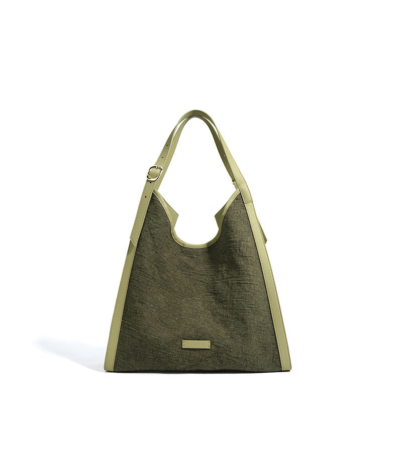Oversized Boho Cotton Linen Tote Bag – Minimalist Shoulder Bag for Women-flax brown-Free Shipping Leatheretro