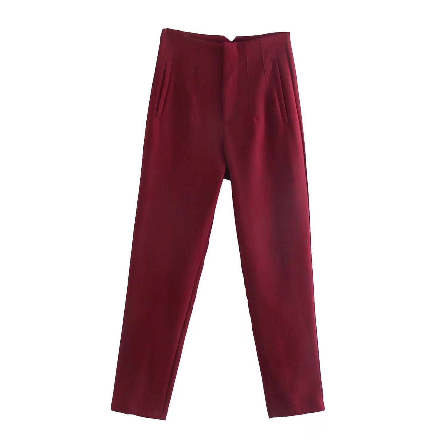 Casual Straight Women Pants-pants-Wine Red-S-Free Shipping Leatheretro